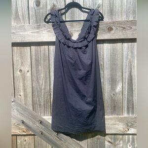 Fei Anthropologie Black dress Ruffle Neckline Size 10